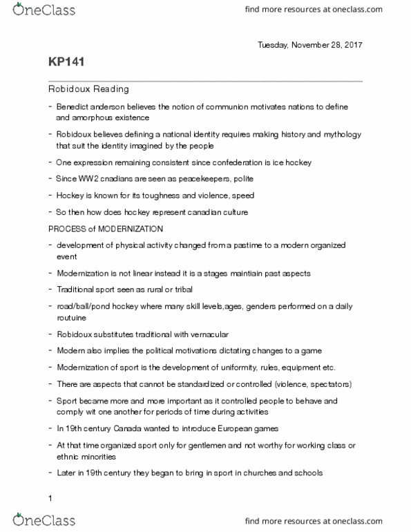 KP141 Chapter Notes - Chapter 12: Heterosexism, Summit Series, British Nationalism thumbnail