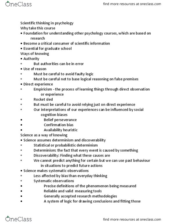 PSYC 203 Chapter Notes - Chapter 1: Experimental Psychology, Developmental Psychology, Graphology thumbnail