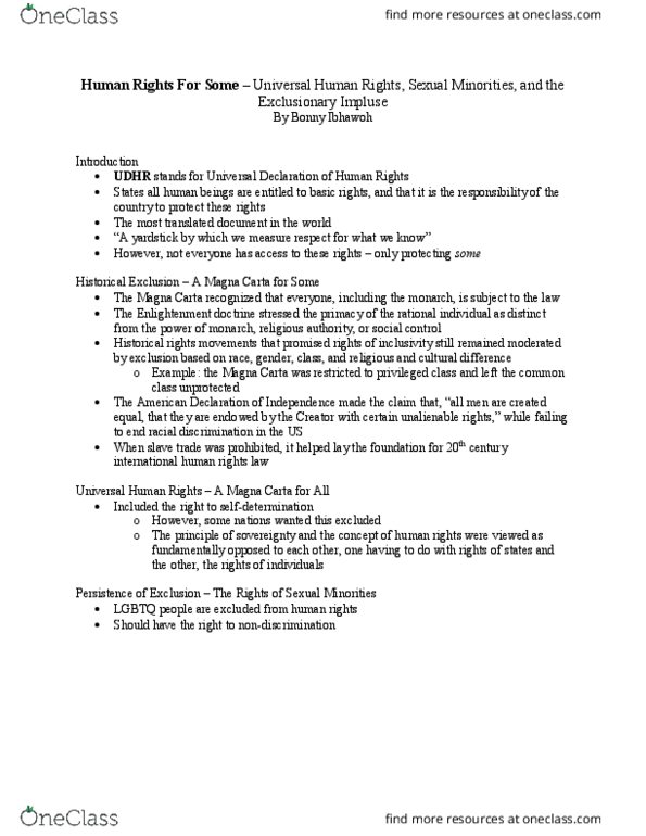 Women's Studies 2163A/B Chapter Notes - Chapter 8: Universal Declaration Of Human Rights, Age Of Enlightenment thumbnail