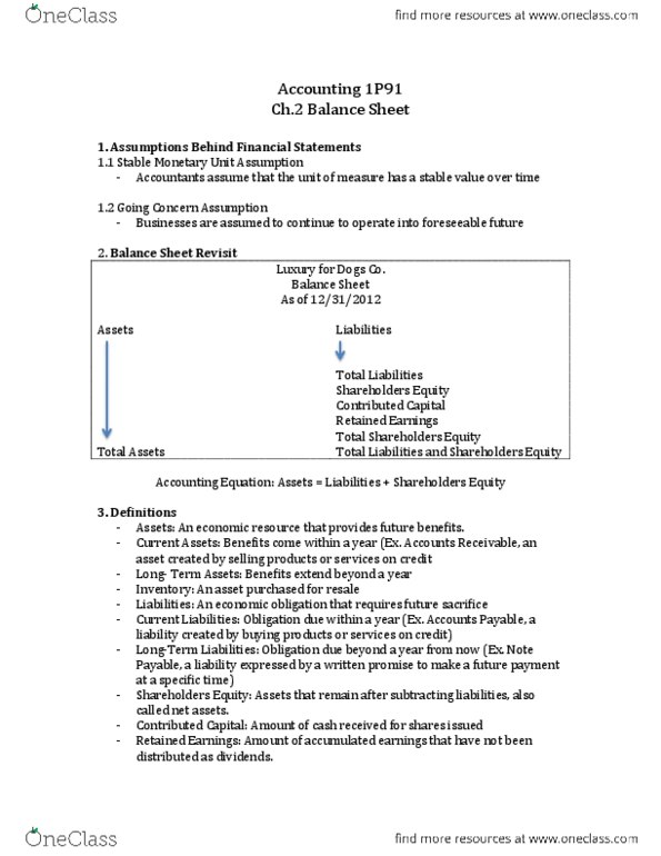 ACTG 1P91 Chapter Notes - Chapter 2: Issued Shares, Retained Earnings thumbnail