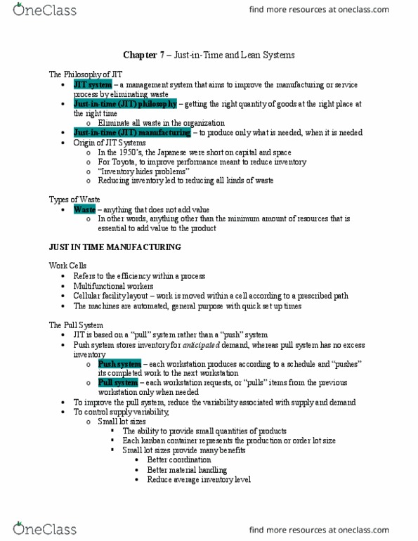 Management and Organizational Studies 3330A/B Chapter Notes - Chapter 7: Job Enrichment, Continual Improvement Process, Time And Motion Study thumbnail