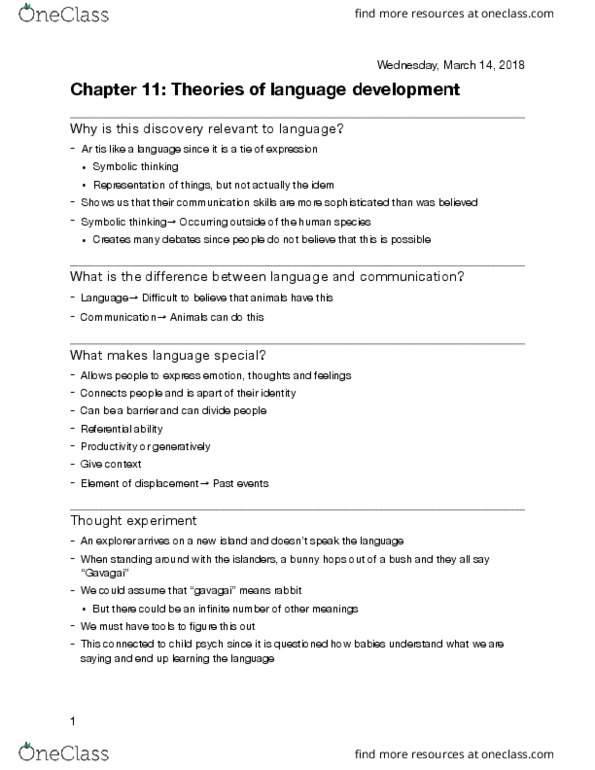 PSY 2105 Lecture Notes - Lecture 7: Steven Pinker, Critical Period, Pragmatics thumbnail