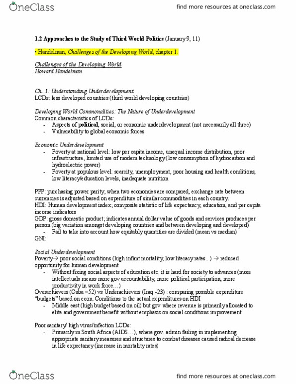 POLI 227 Chapter Notes - Chapter 1: Neoliberalism, Malnutrition, Conflict Theories thumbnail