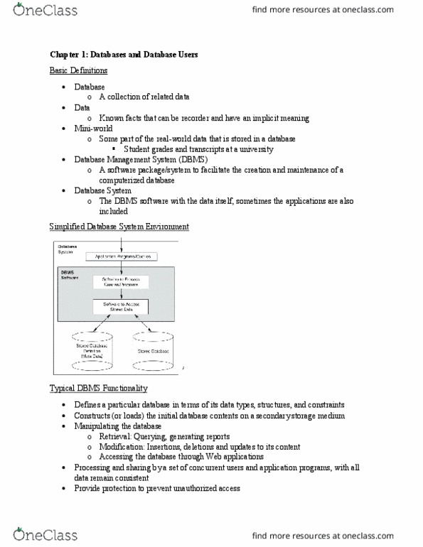 CSI 2132 Chapter Notes - Chapter 1: Data Integrity, Online Transaction Processing, Transaction Processing thumbnail