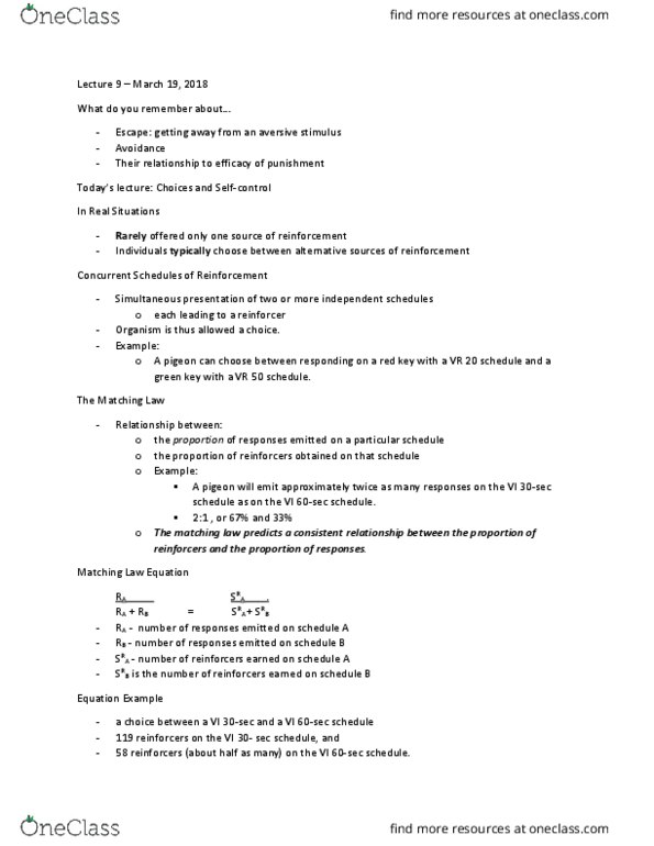 PSYC 2600H Lecture Notes - Lecture 9: Walter Mischel, Impulsivity, Nicotine thumbnail