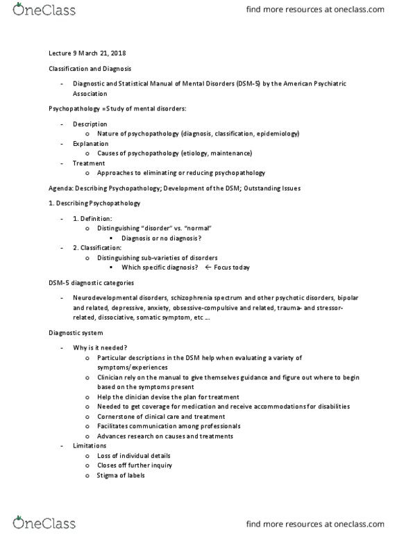 PSYC 2300H Lecture Notes - Lecture 9: Feighner Criteria, Thomas Szasz, Extraversion And Introversion thumbnail