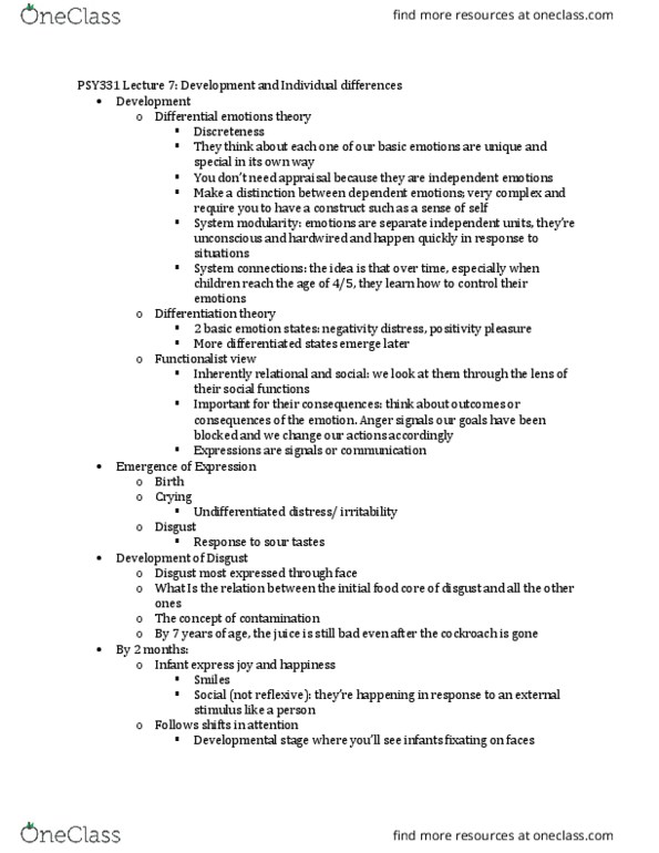 PSY331H5 Lecture Notes - Lecture 7: Neuroticism, Pupillary Response, Mentalization thumbnail