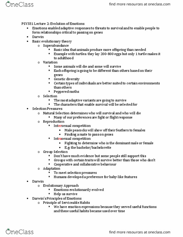 PSY331H5 Lecture Notes - Lecture 2: Wags, Functional Analysis, Emotion Recognition thumbnail