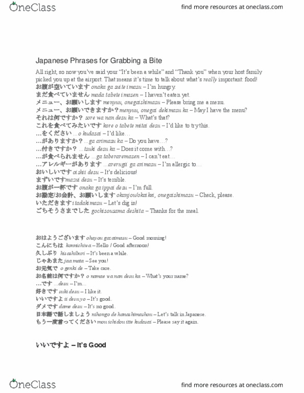 JP 2000 Lecture Notes - Lecture 5: Etiquette In Japan thumbnail