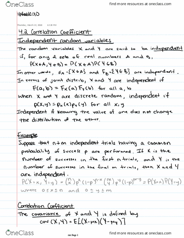 STAT 3600 Lecture 10: Week 10 correlation coefficient, covariance, conditional distributions thumbnail