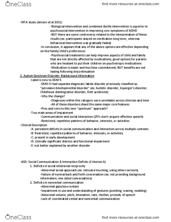 PSYC 3230 Lecture Notes - Lecture 21: Intellectual Disability, Echolalia, Childhood Disintegrative Disorder thumbnail