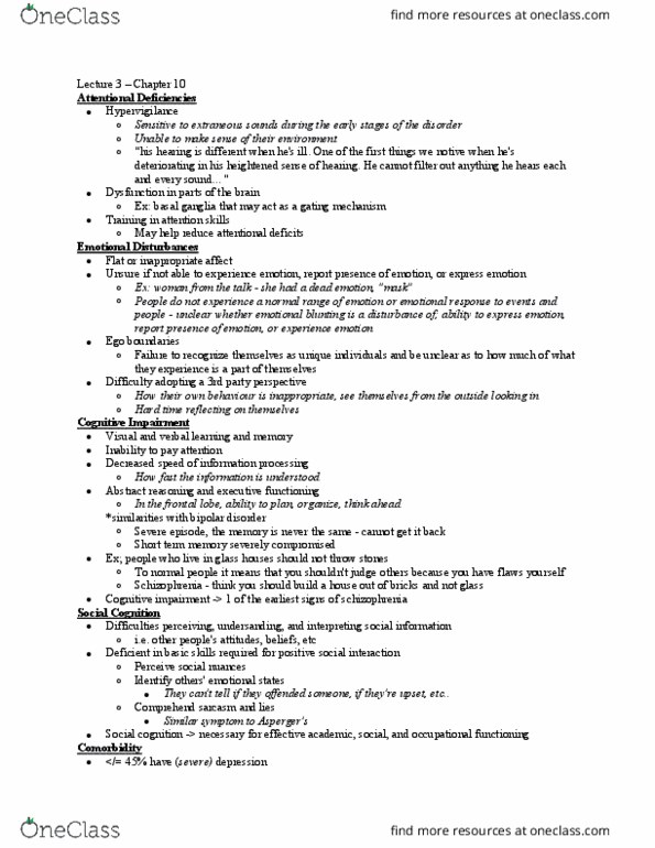 PSYC 2490 Lecture Notes - Lecture 3: Schizophreniform Disorder, Neural Development, Psychomotor Retardation thumbnail