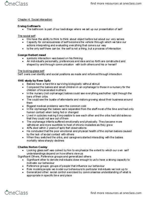 SOC 1101 Chapter Notes - Chapter 4: Attention, Georg Simmel, Role Conflict thumbnail