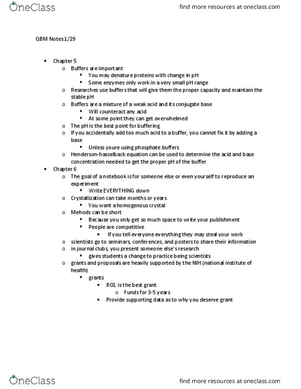 BSC 3403C Lecture Notes - Lecture 10: National Institutes Of Health, Conjugate Acid, Crystallization thumbnail