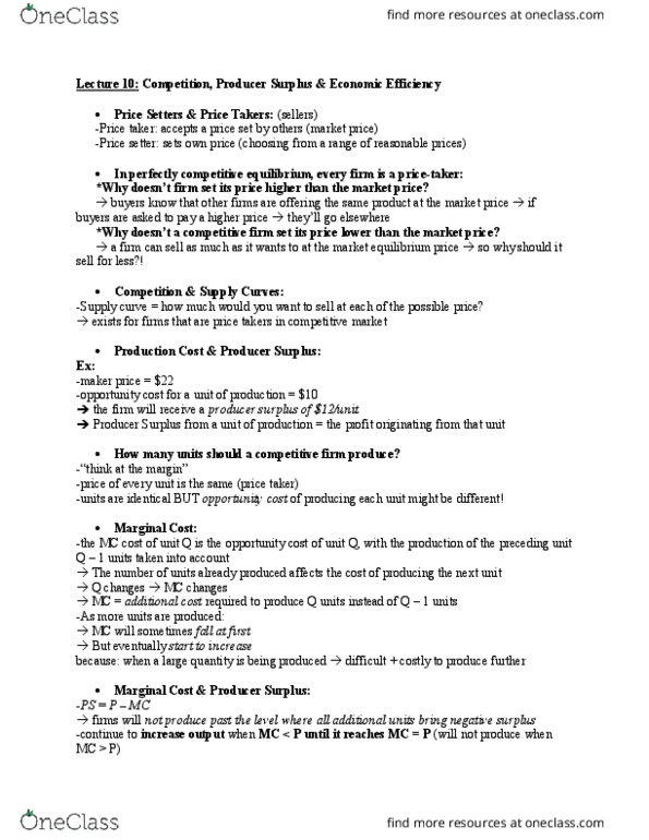 CAS AR 101 Lecture Notes - Lecture 10: Variable Cost, Economic Surplus, Pareto Efficiency thumbnail