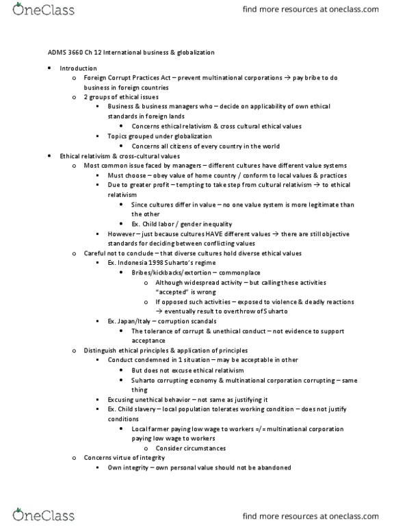 ADMS 3660 Chapter Notes - Chapter 12: North American Free Trade Agreement, International Trade, Thomas Friedman thumbnail