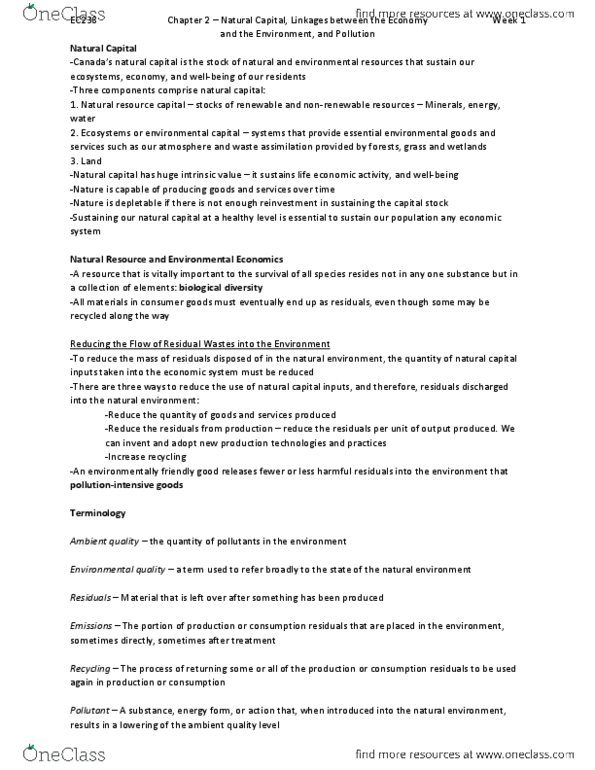 EC238 Chapter Notes - Chapter 2: Nonpoint Source Pollution, Environment And Climate Change Canada, Municipal Solid Waste thumbnail