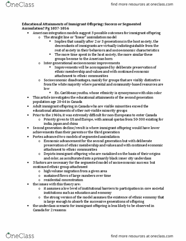 SOC311H1 Chapter Notes - Chapter pg 1037-1056: Visible Minority thumbnail