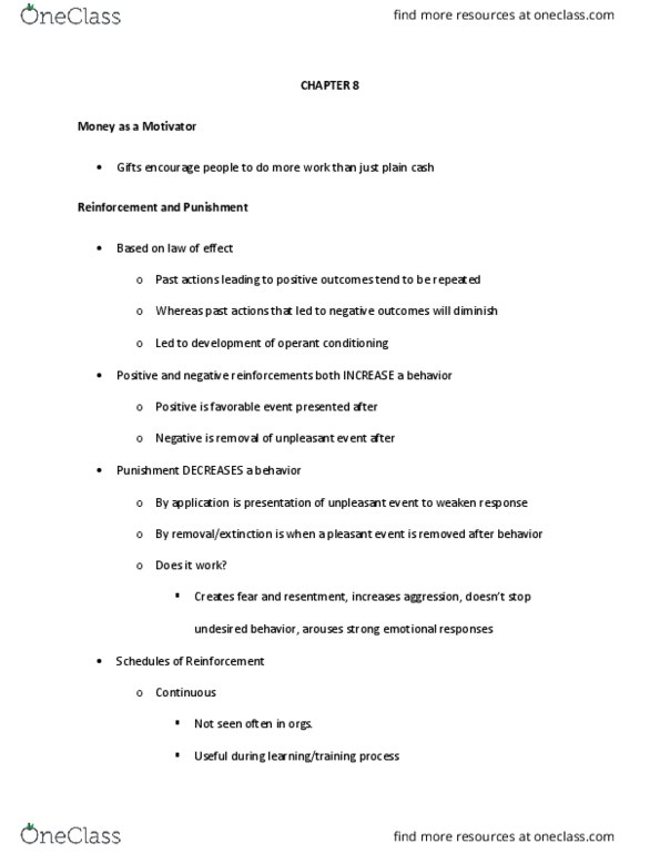 MGT 304 Lecture Notes - Lecture 20: Operant Conditioning thumbnail