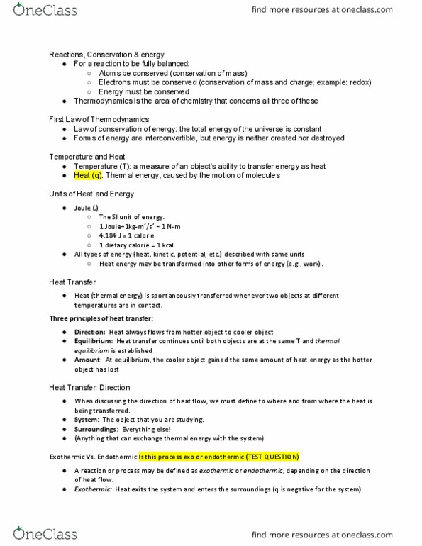 CHEM103 Lecture Notes - Lecture 8: Sodium Bicarbonate, Ammonium Nitrate, Joule thumbnail