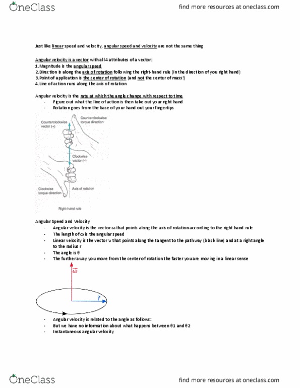 Kinesiology 2241A/B Lecture Notes - Lecture 5: Angular Acceleration, Gyration, Moment Of Inertia thumbnail