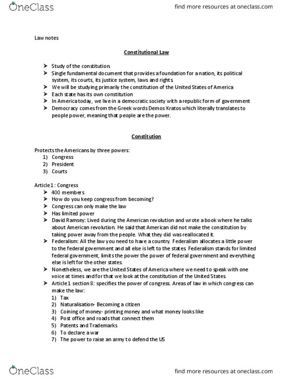 LAW 1310 Lecture Notes - Lecture 10: David Ramsey, U.S. Route 8 thumbnail