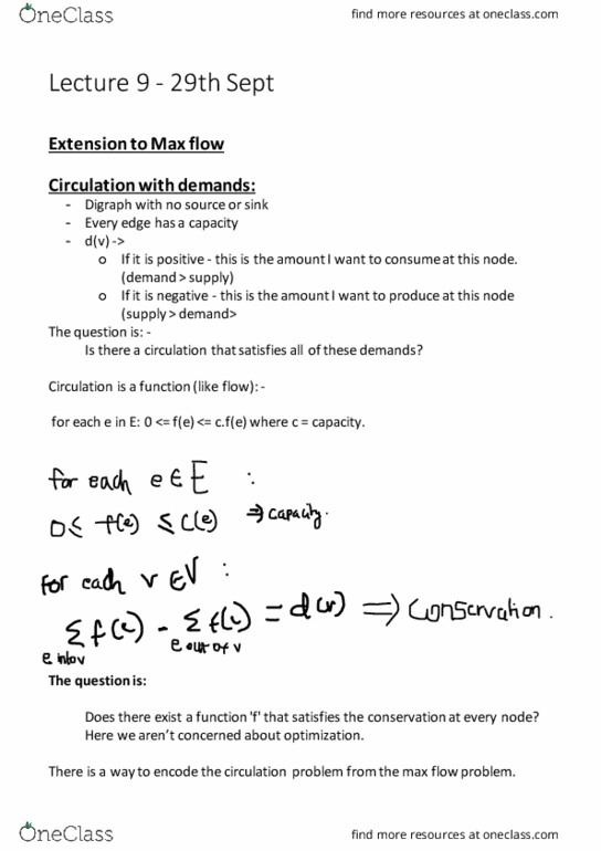 COMP 360 Lecture Notes - Lecture 9: If And Only If, Maximum Flow Problem thumbnail