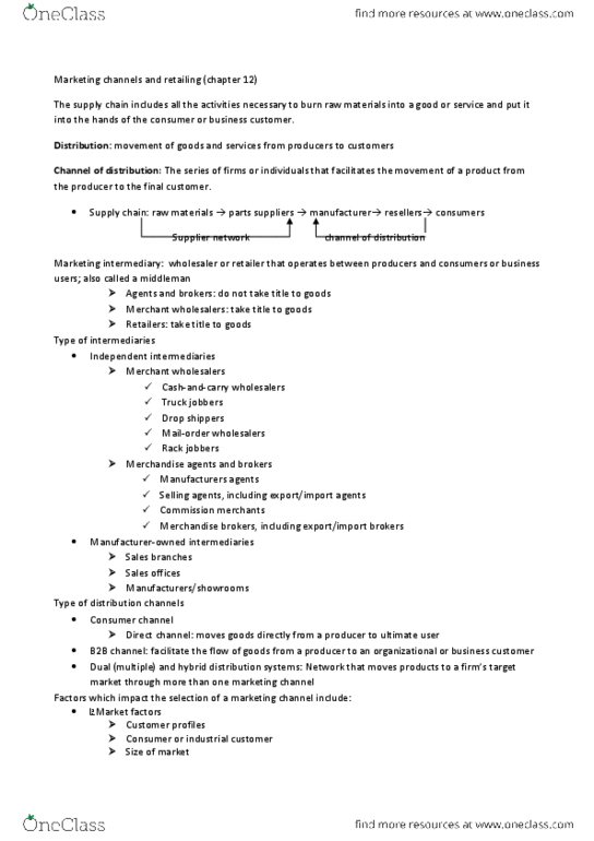 BUS 343 Lecture Notes - The Home Depot, Category Killer, Holt Renfrew thumbnail