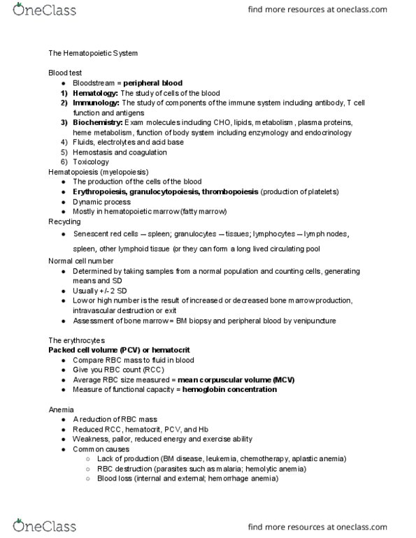 PATH 3610 Chapter Notes - Chapter 15: Aplasia, Blood Doping, Chronic Leukemia thumbnail