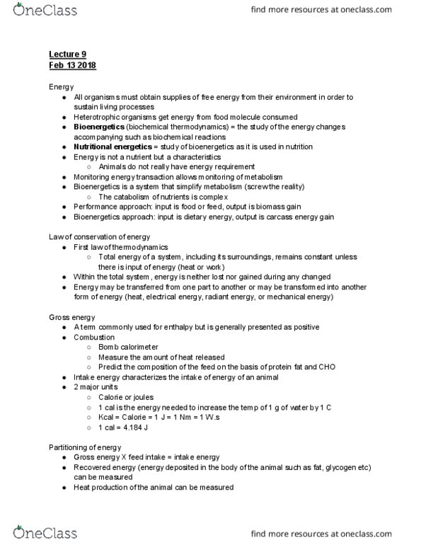 ANSC 3170 Lecture Notes - Lecture 5: Homeostasis, Indirect Calorimetry, Quadratic Function thumbnail