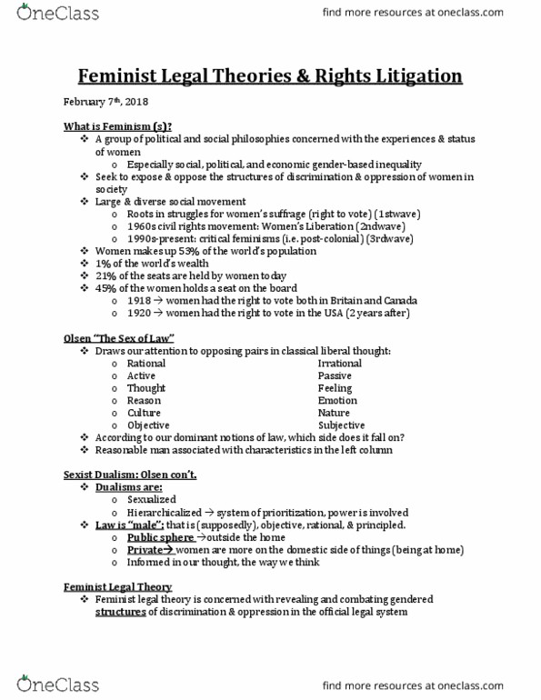 SOSC 2350 Lecture Notes - Lecture 9: United Nations Human Rights Committee, Privy Council Of The United Kingdom, Class Discrimination thumbnail