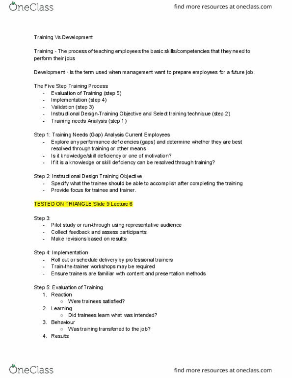 MHR 523 Lecture Notes - Lecture 6: Performance Appraisal, Instructional Design, Pilot Experiment thumbnail