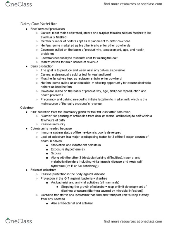 ANSC 3120 Lecture Notes - Lecture 4: Estrous Cycle, Milk Fever, Trypsin Inhibitor thumbnail