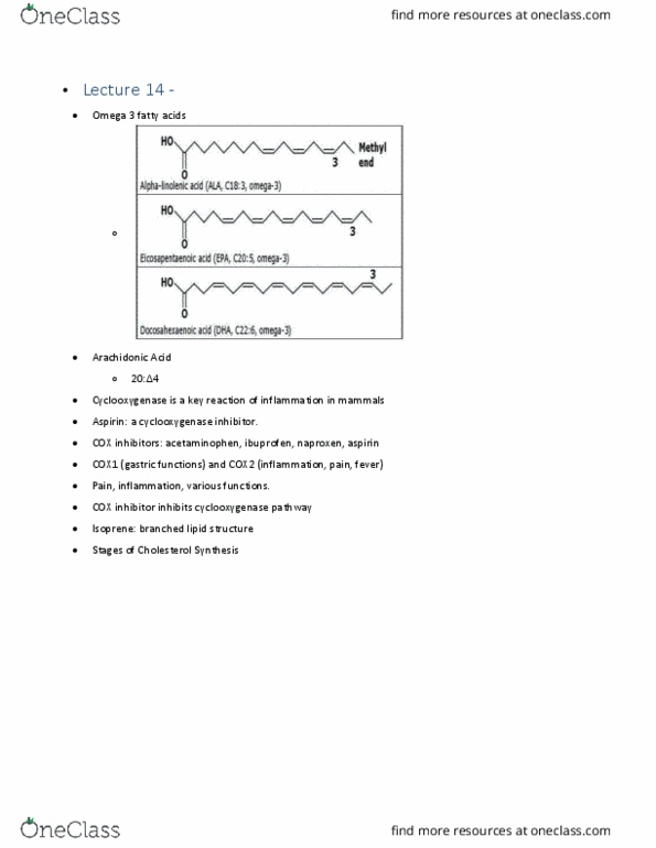 BIBC 102 Lecture Notes - Lecture 14: Sterol, Nucleation, Fatty Acid Metabolism thumbnail