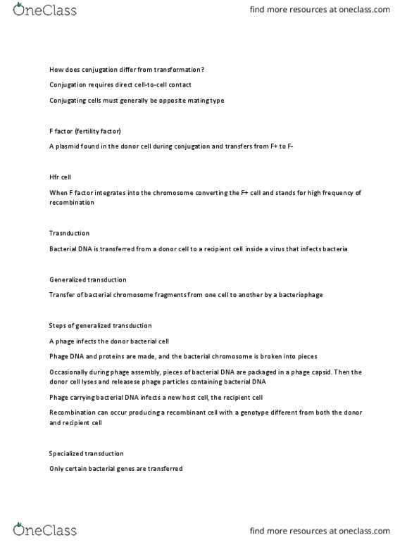 MCB 3020L Lecture Notes - Lecture 40: Dissimilation, Hfr Cell, Bacteriophage thumbnail