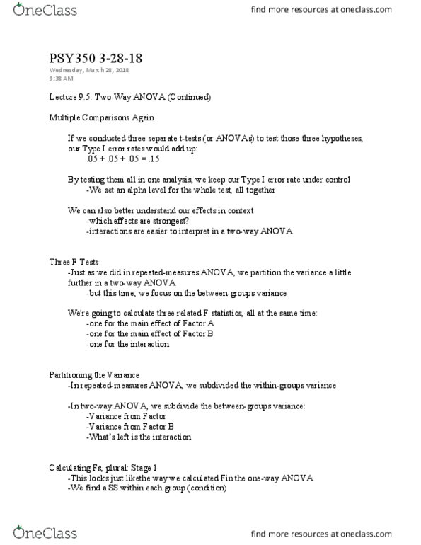PSY 350 Lecture Notes - Lecture 42: Type I And Type Ii Errors, Analysis Of Variance, Complement Factor B thumbnail