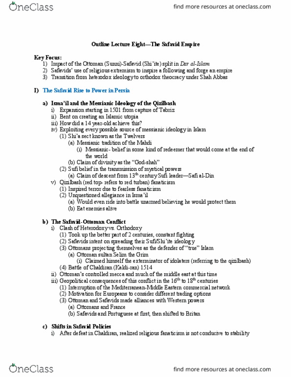 MMW 13 Lecture Notes - Lecture 8: Qizilbash, Theocracy, Utopia thumbnail