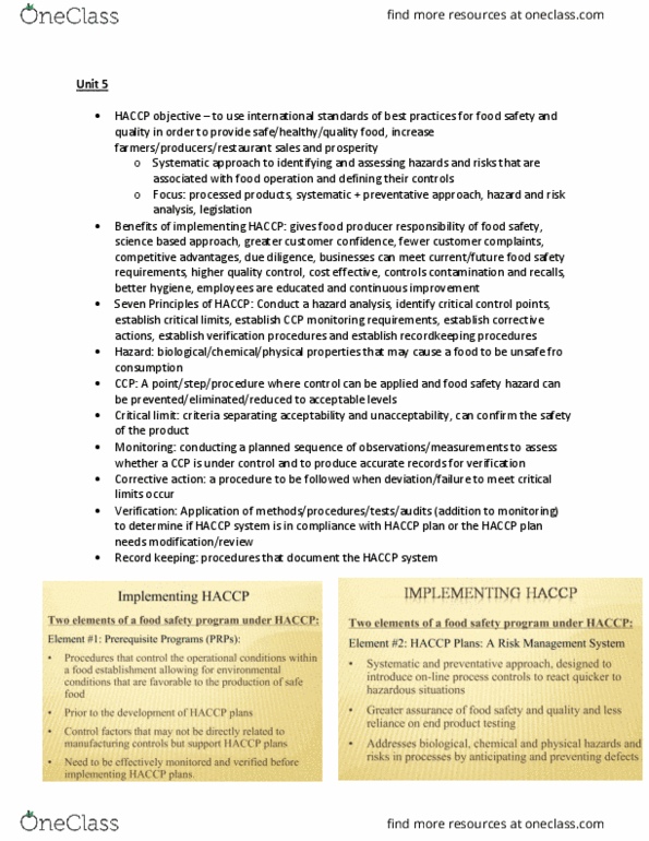 FOOD 4310 Lecture Notes - Lecture 1: Mathematical Model, Process Flow Diagram, Hazard Analysis And Critical Control Points thumbnail