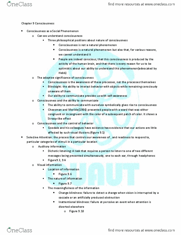 PSYA01H3 Lecture Notes - Slow-Wave Sleep, Visual Agnosia, Circadian Rhythm thumbnail