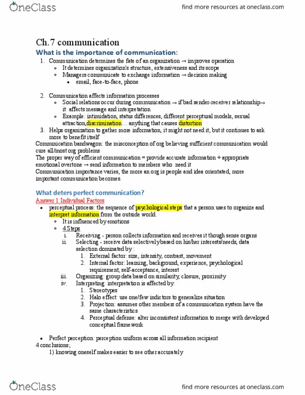 SOC361H5 Chapter Notes - Chapter 7: Communication Problems thumbnail