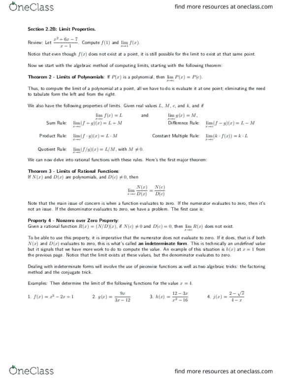 MATH 2250 Lecture Notes - Lecture 2: Indeterminate Form, Quotient Rule, Product Rule thumbnail