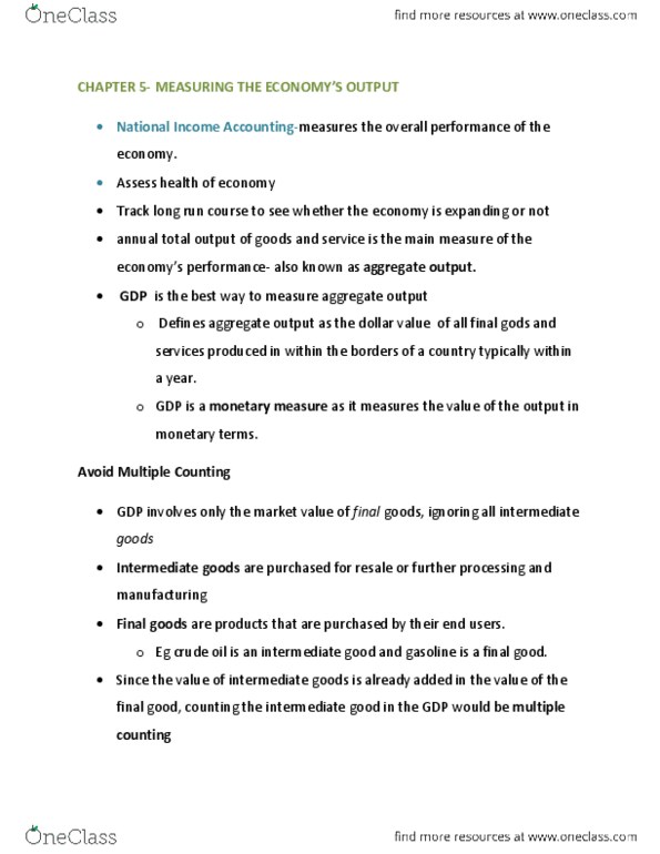 ECN 104 Chapter Notes -Gdp Deflator, Black Market, Canada Revenue Agency thumbnail