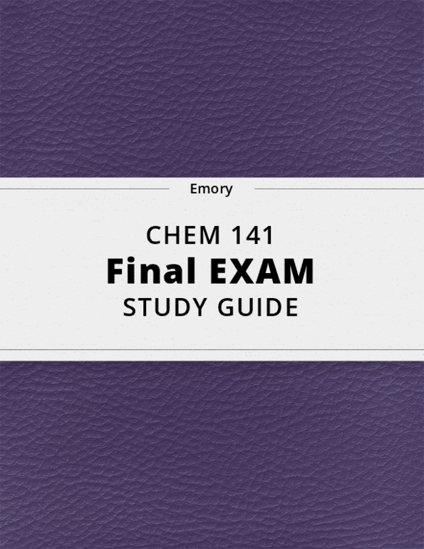 CHEM 141- Final Exam Guide - Comprehensive Notes for the exam ( 22 Sns-Brigh10