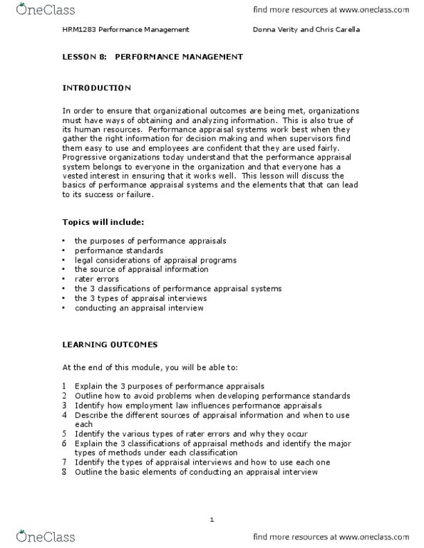 ADMS 2600 Chapter Notes -Balanced Scorecard, Performance Appraisal, Job Performance thumbnail