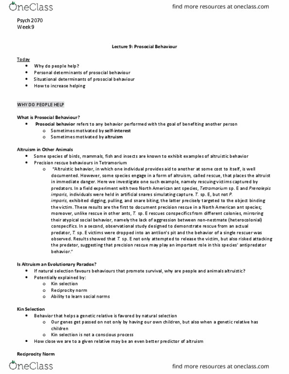 Psychology 2070A/B Lecture Notes - Lecture 9: Overjustification Effect, Dime (United States Coin), Mirror Neuron thumbnail