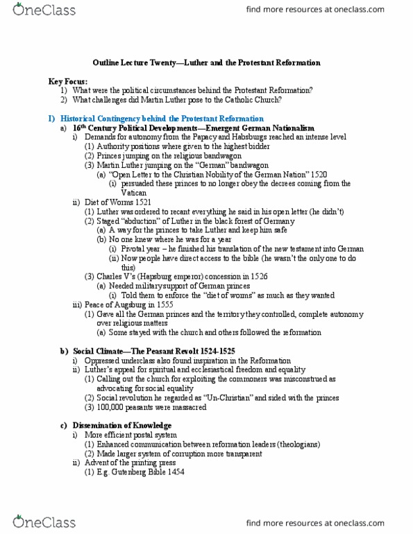 MMW 13 Lecture Notes - Lecture 20: Purgatory, Ninety-Five Theses, Televangelism thumbnail