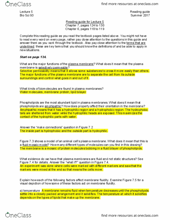 BIO SCI 93 Chapter Notes - Chapter 6-7: Unsaturated Hydrocarbon, Cytoskeleton, Integrin thumbnail