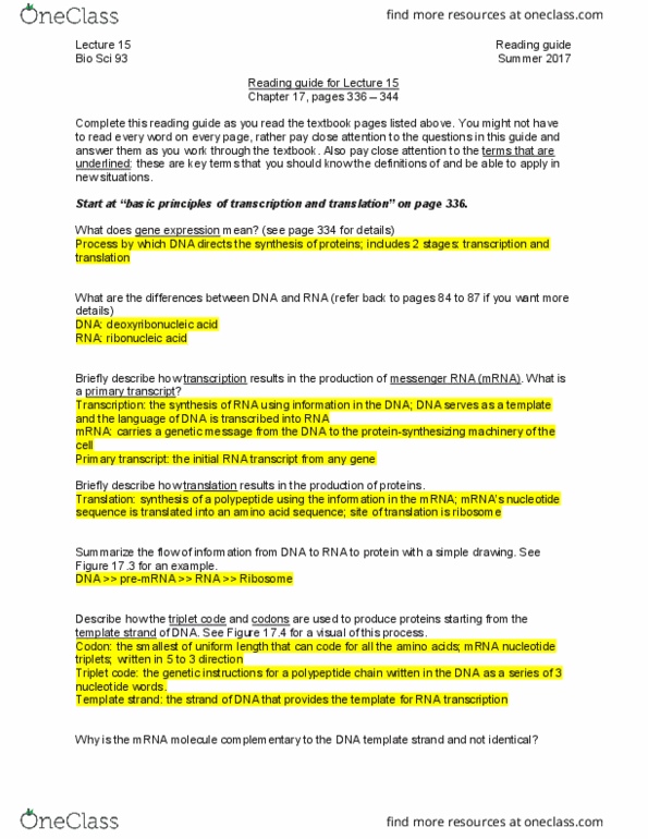 BIO SCI 93 Chapter Notes - Chapter 17: Tata Box, Spliceosome, Rna Splicing thumbnail