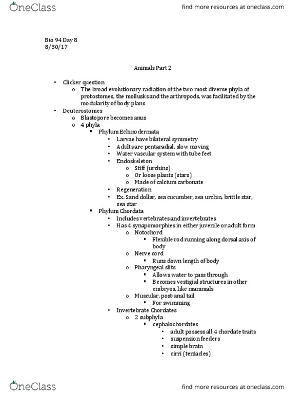 BIO SCI 94 Lecture Notes - Lecture 7: Chytridiomycosis, Carboniferous, Proximate And Ultimate Causation thumbnail