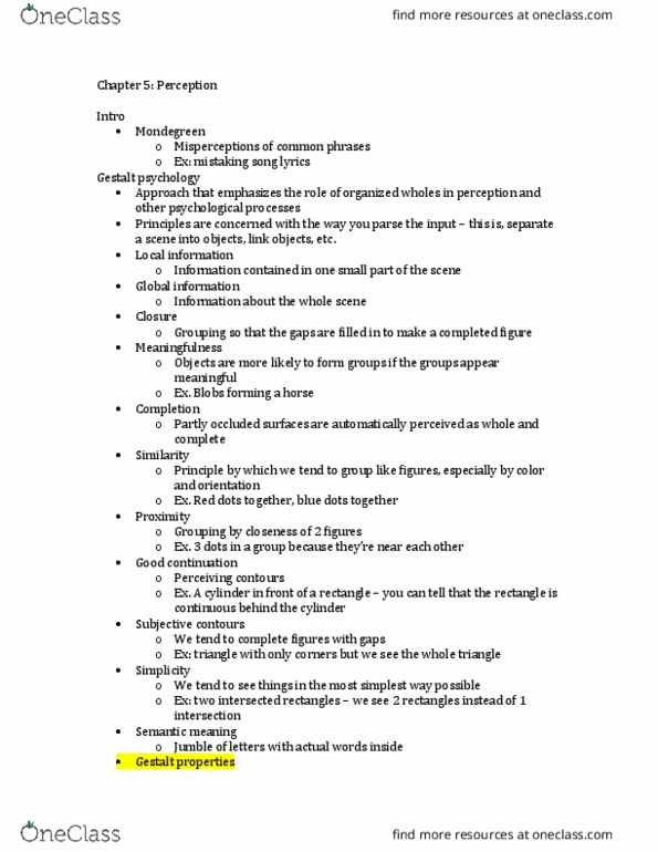 PSY BEH 11A Chapter Notes - Chapter 5: Hermann Von Helmholtz, Parallel Computing, Binding Problem thumbnail